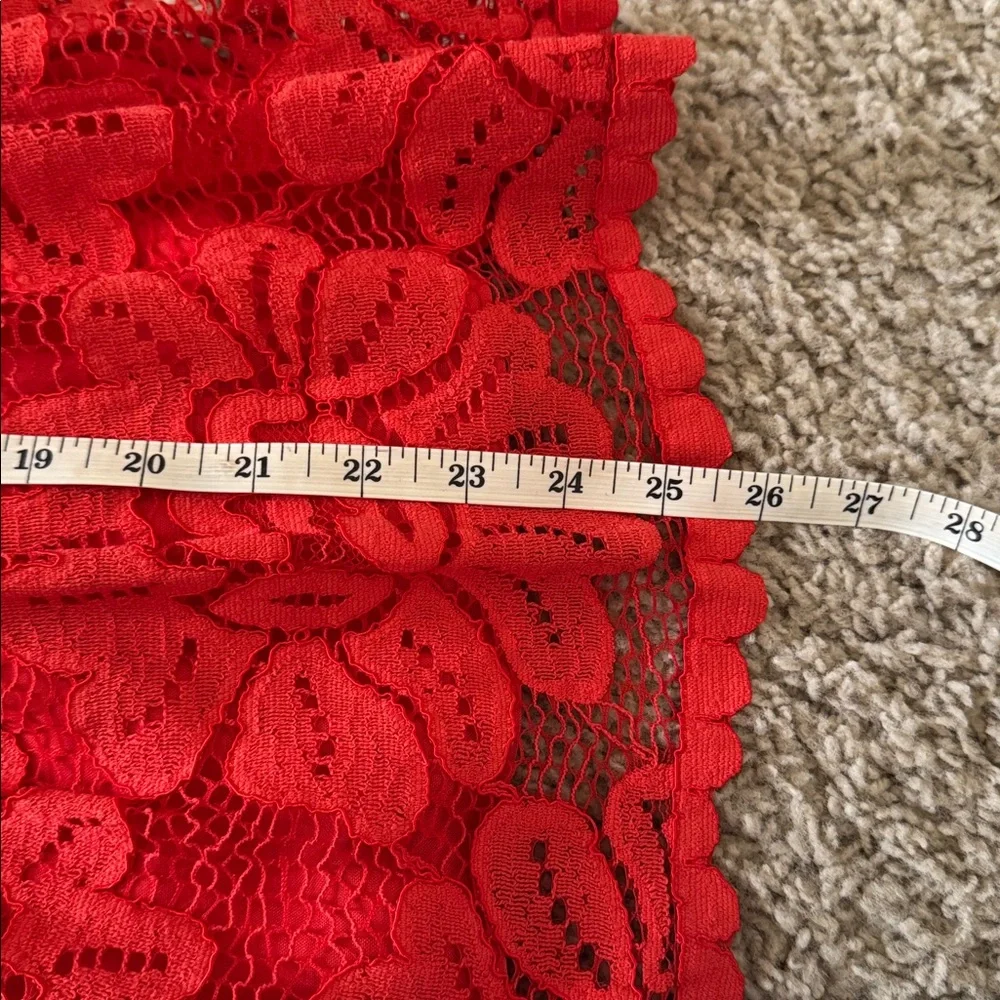 NWT Maeve Anthropologie Strapless Red Lace Tiered Mini Dress Size Small - Picture 14 of 15